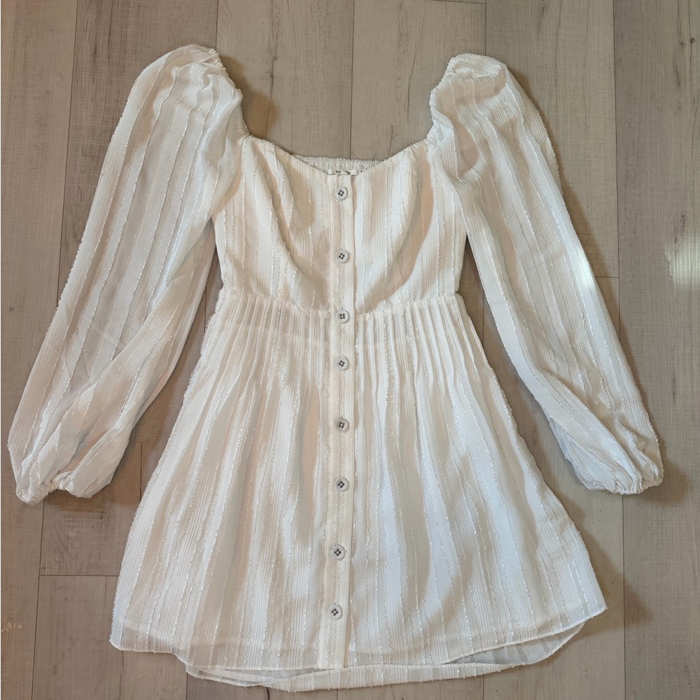 Tularosa Jasmine White Button Up Long Sleeve‎ Mini Dress
